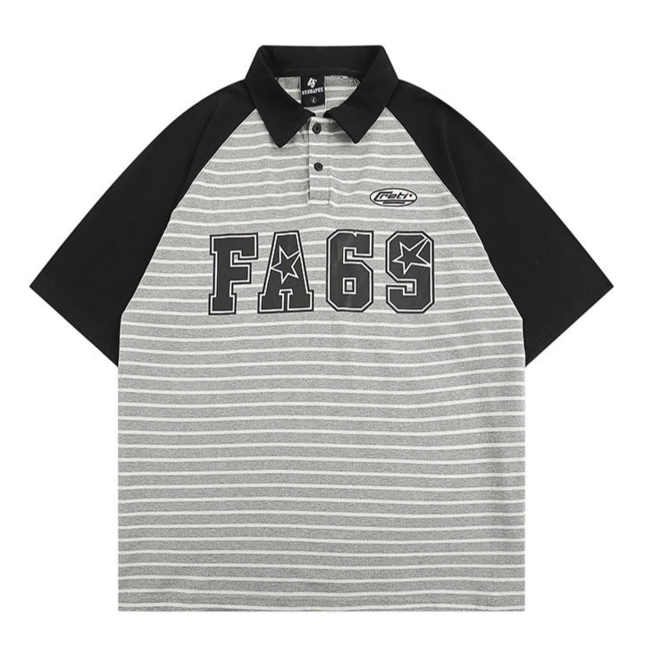 Retro color-striped polo shirt