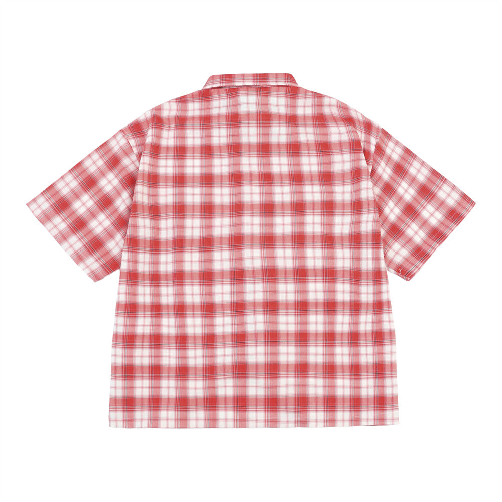 Embroidered polo shirt, checked short-sleeved shirt