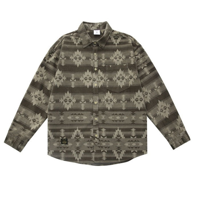 Distressed vintage Navajo ethnic print shirt