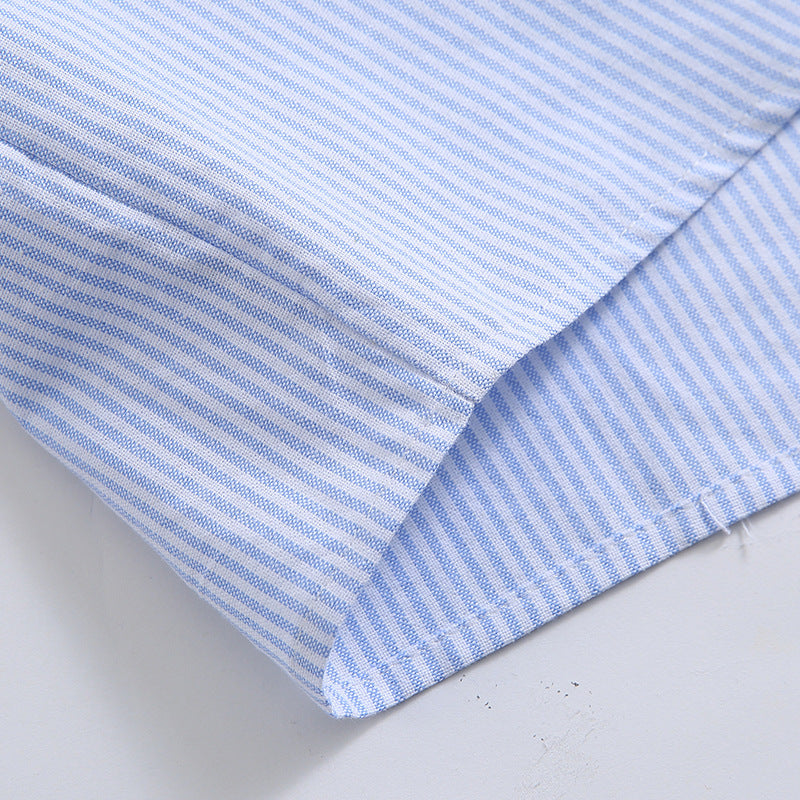 3D pocket switching striped shirt