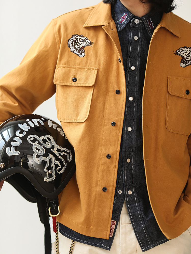Yokosuka tiger head embroidery souvenir shirt jacket