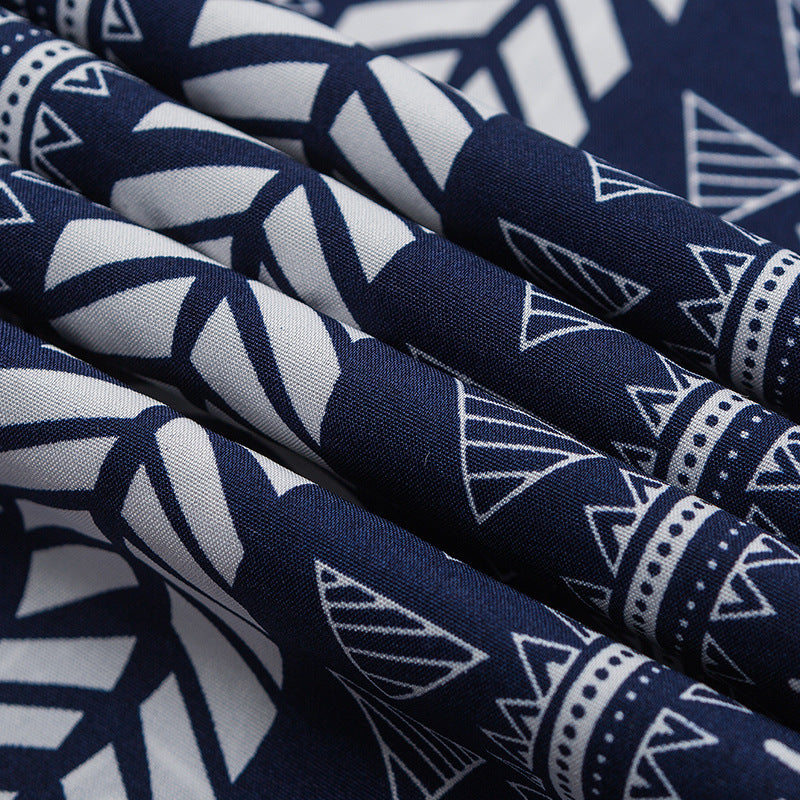 Ethnic pattern Cuban shirt 2 colors