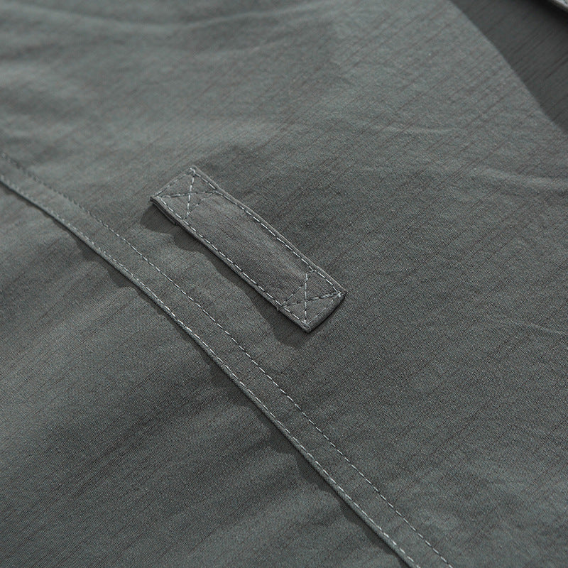 Functional pocket plain retro long sleeve shirt