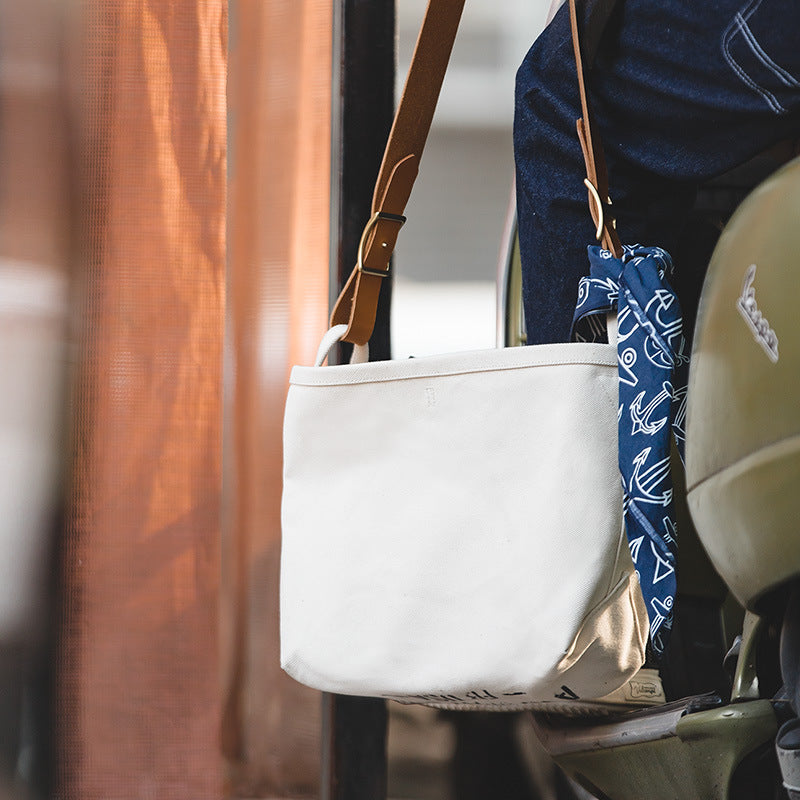 Leather strap Heavyweight cotton canvas bag-in-bag