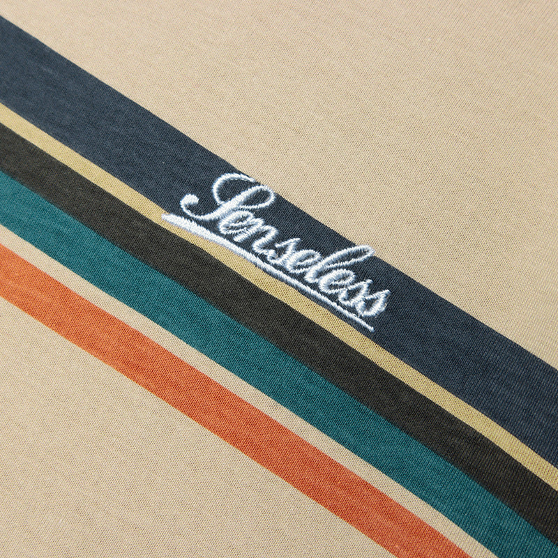 Classic striped embroidered T-shirt
