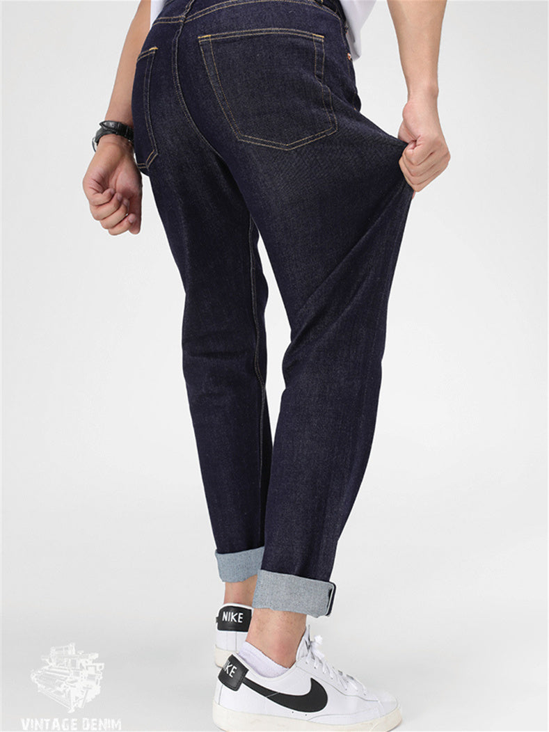11oz red ear washed denim pants with embroidery