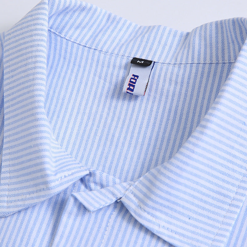 3D pocket switching striped shirt