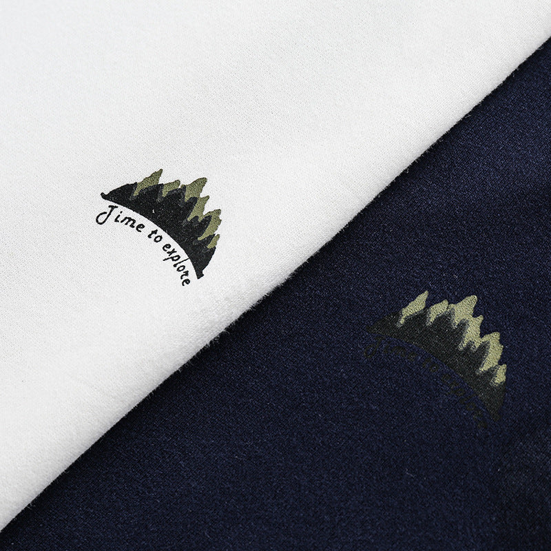 Mountain print loose short sleeve T-shirt