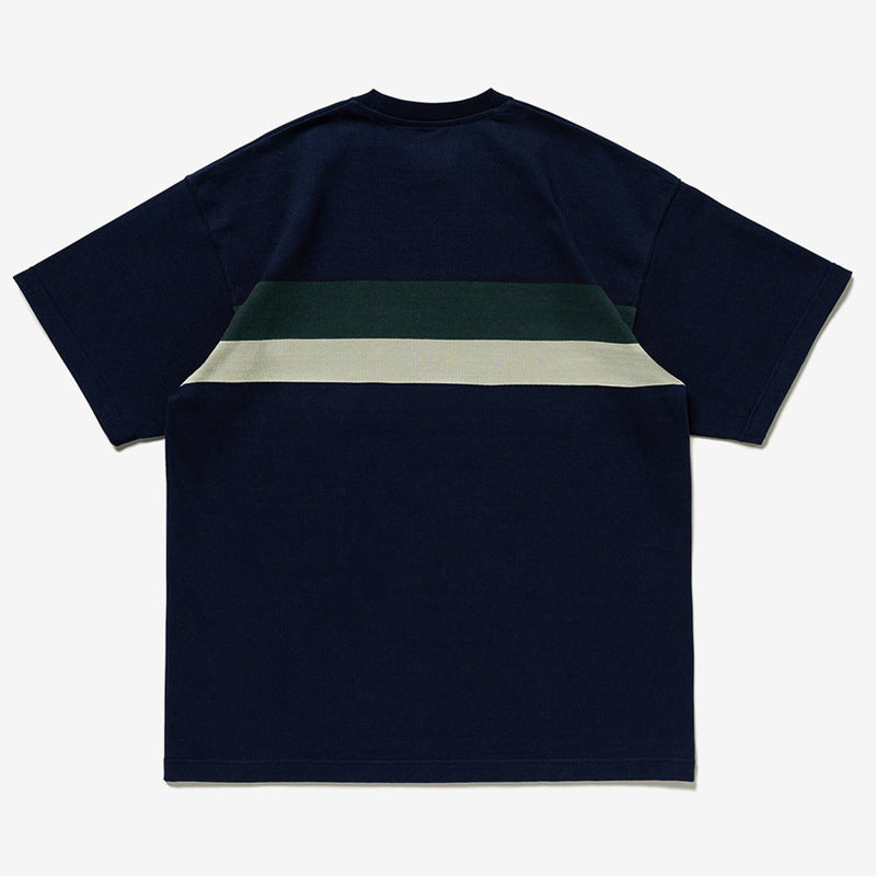 Striped color combination short sleeve T-shirt