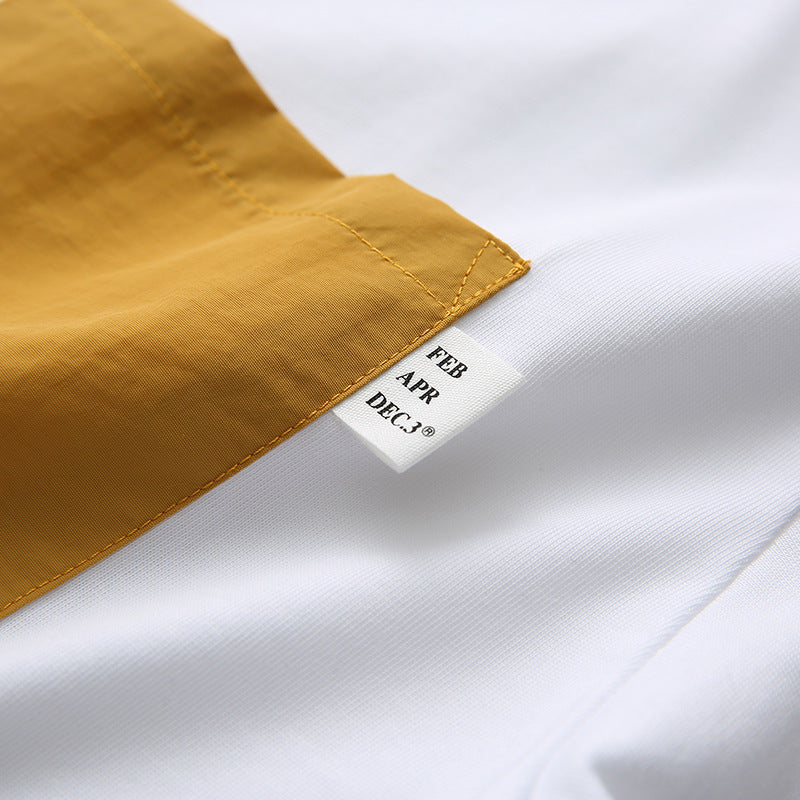 Color-coordinated short-sleeved T-shirt with pocket