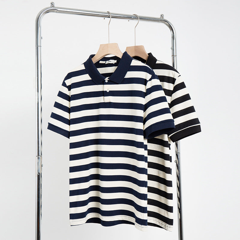 Fashion horizontal striped polo shirt