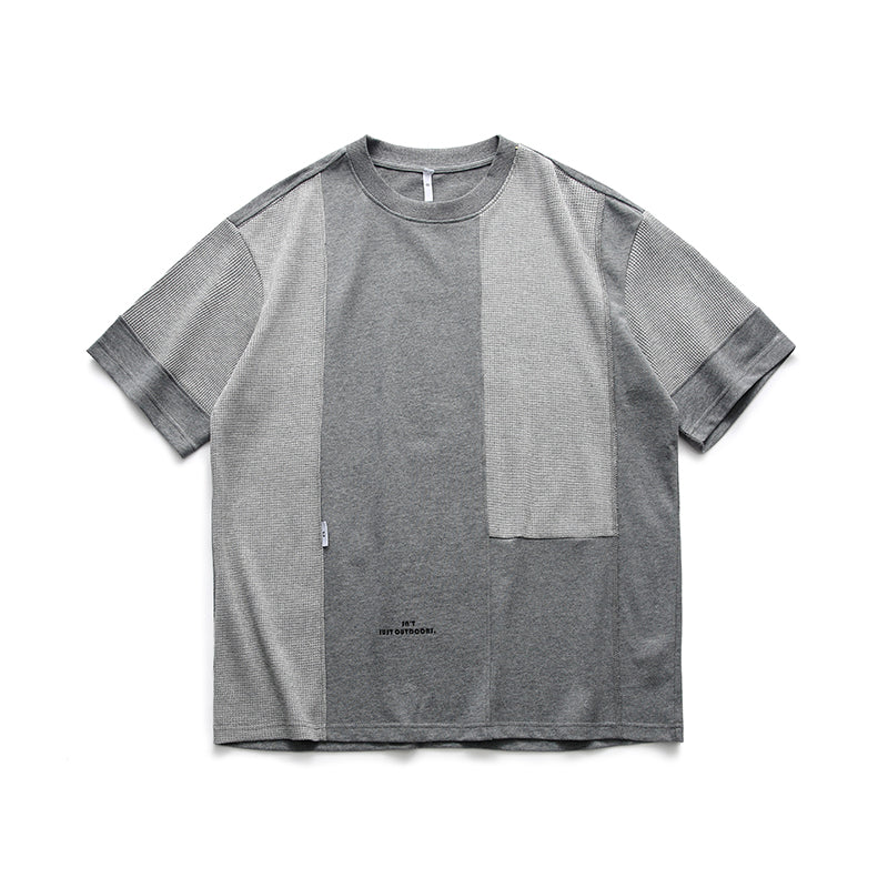 ワッフルパッチワーク 配色切替Tシャツ