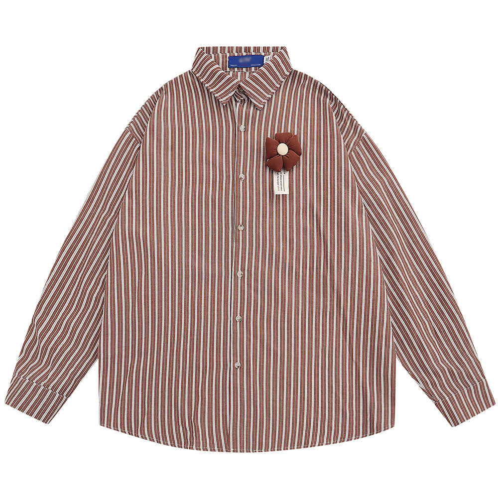 Fashion Floral Striped Long Sleeve Shirt