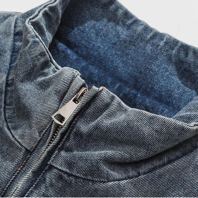 Cityboy washed denim half-zip jacket
