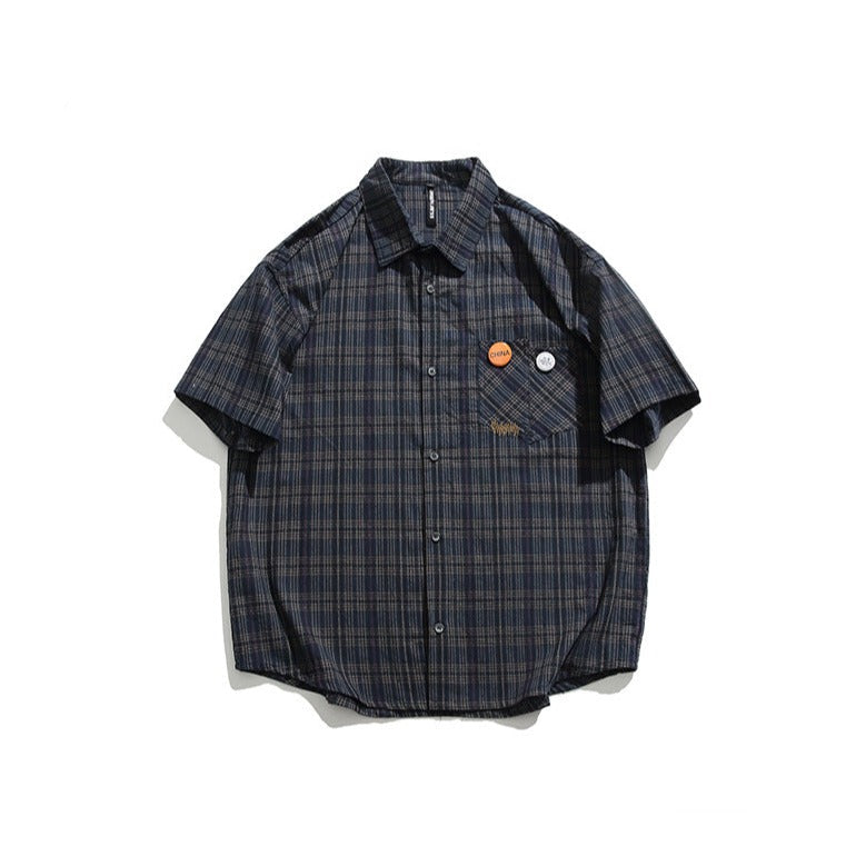 cityboy cotton short sleeve plaid casual shirt