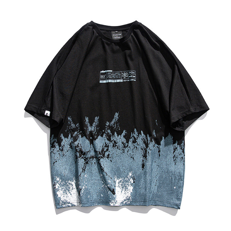 Gradient Print Casual Oversized Cotton T-Shirt
