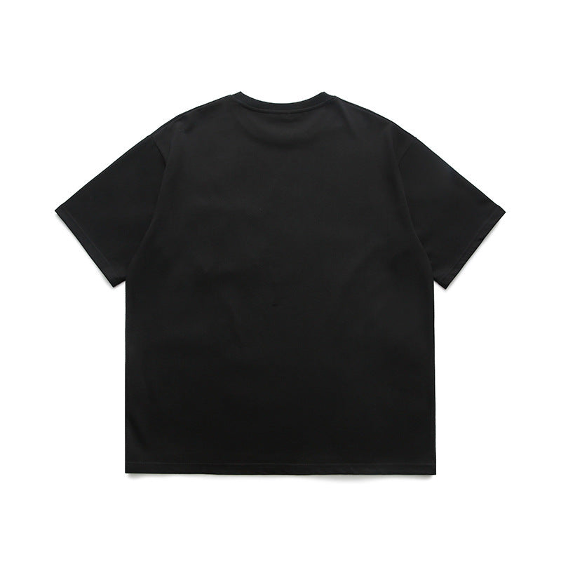 Color-coordinated short-sleeved T-shirt with pocket