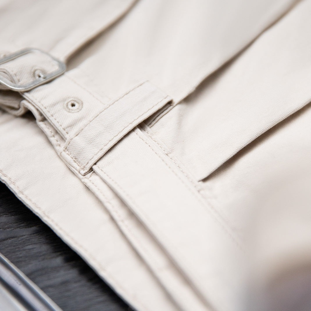 Double pleated cotton trousers