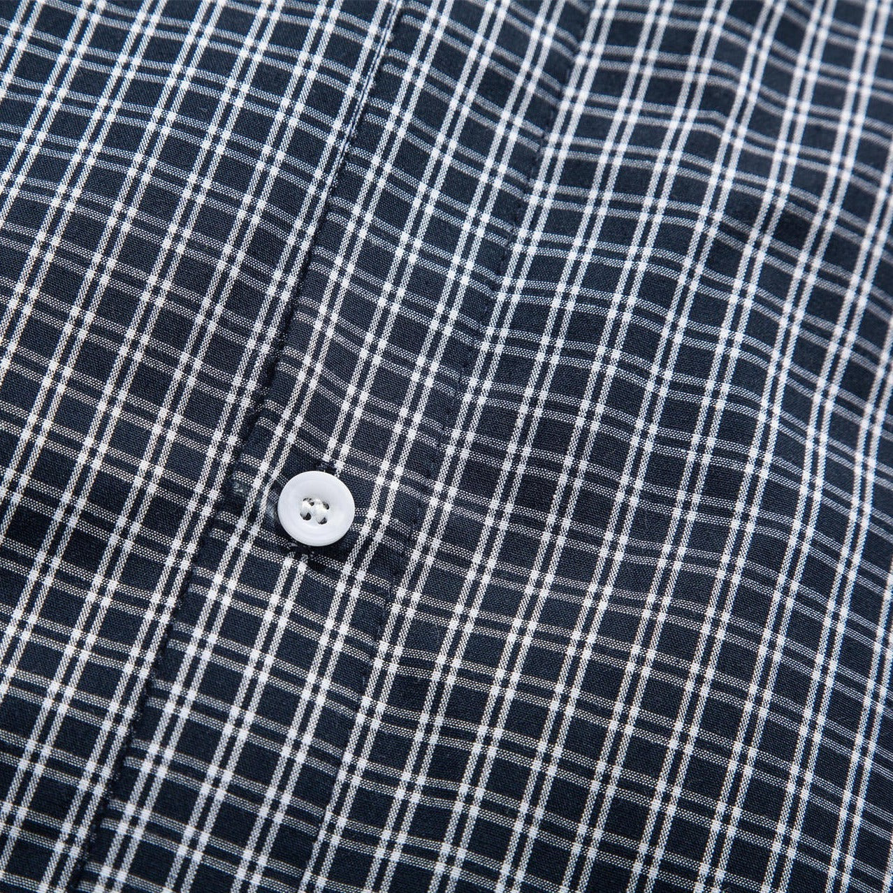 Classic navy check long-sleeved shirt