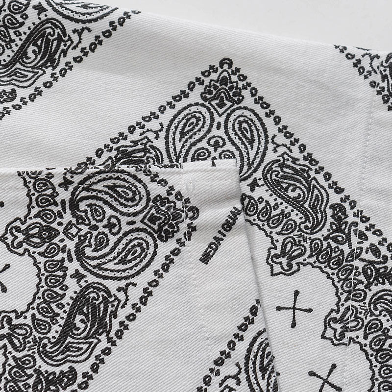 Bandana print white shorts