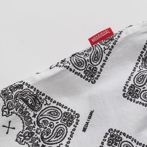 Bandana print white shorts