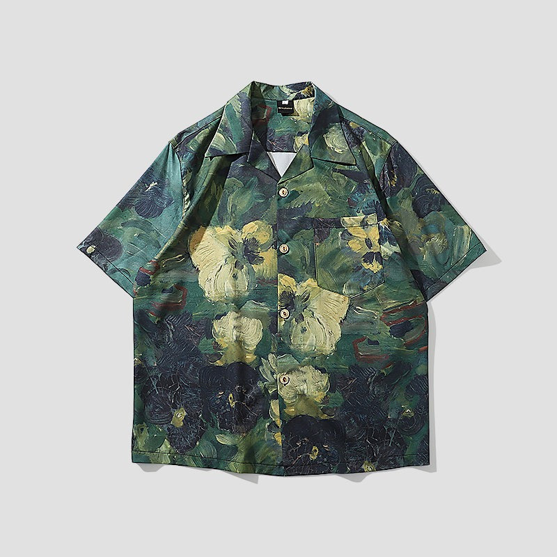 Green Print Short Sleeve Shirt