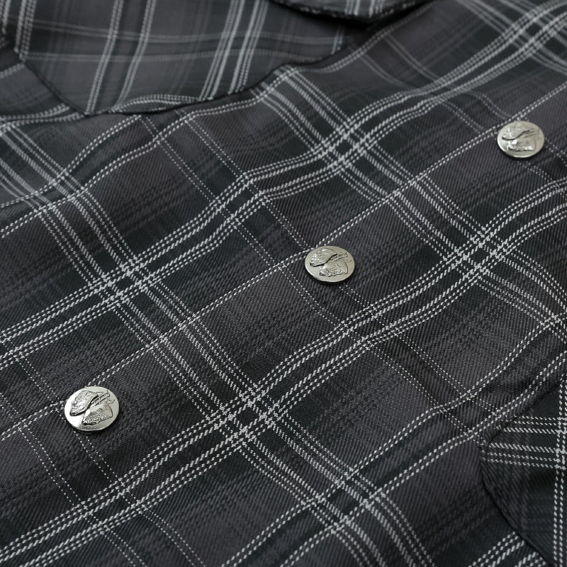 Embroidered polo shirt, checked short-sleeved shirt