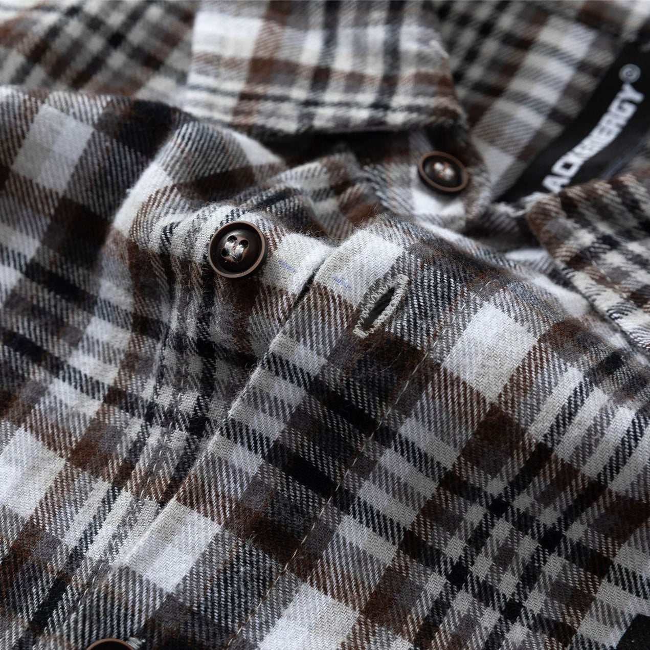 Classic check pattern alphabet and number long-sleeved shirt