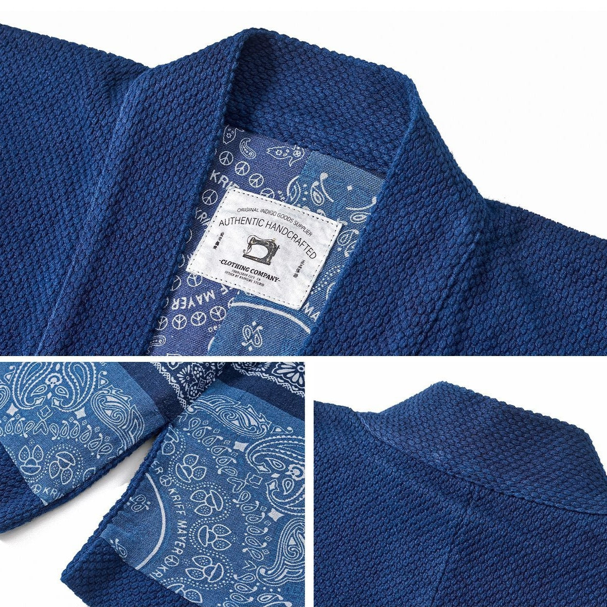 550g heavy weight indigo dyed back paisley sashiko hanten