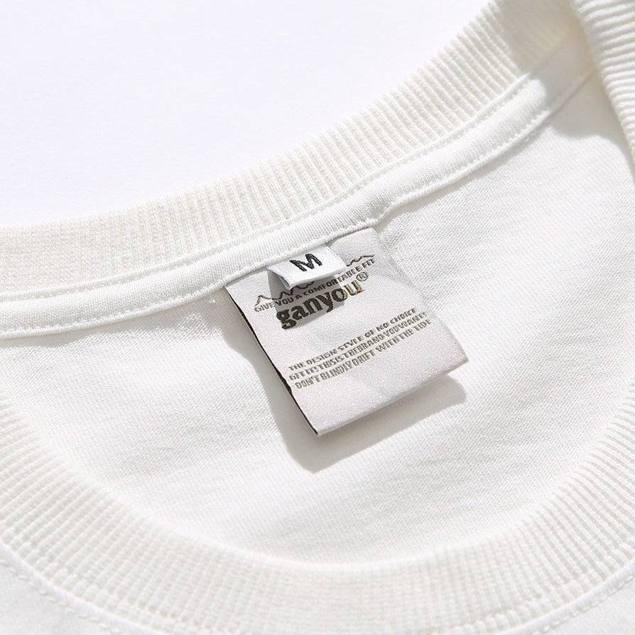 Summer cotton 240g round neck alphabet short sleeve T-shirt