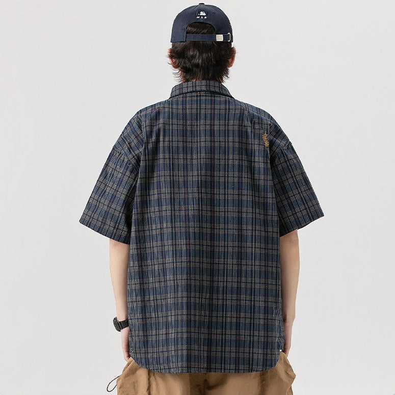 cityboy cotton short sleeve plaid casual shirt
