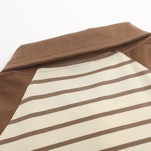 Retro color-striped polo shirt