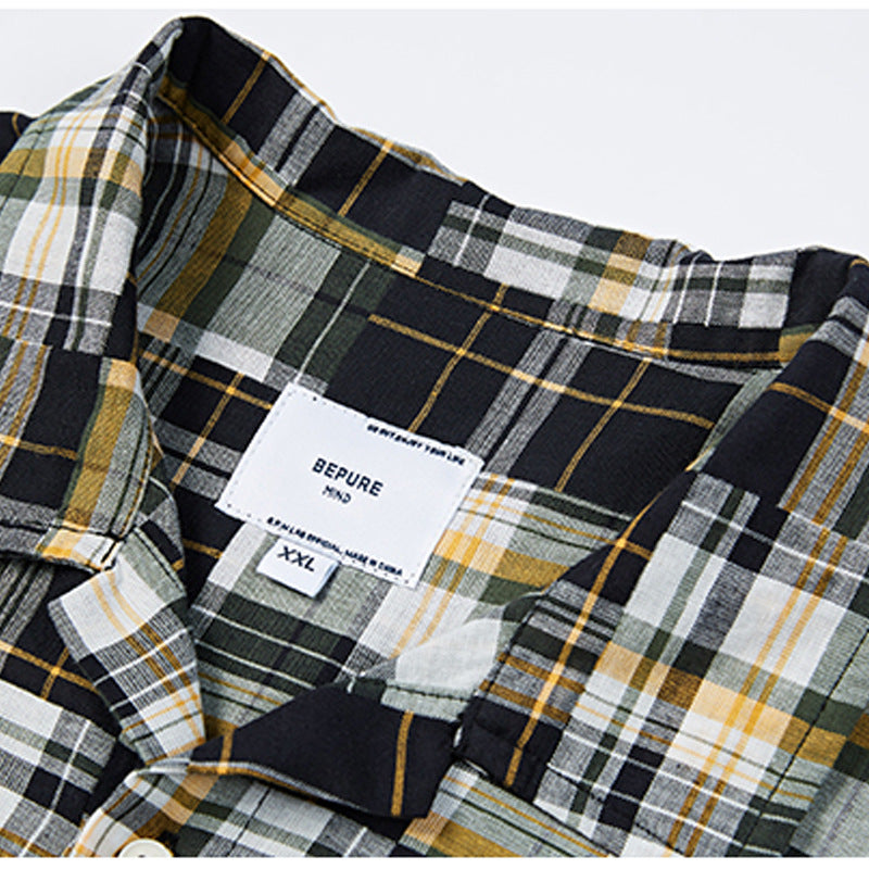 Check lapel printed shirt