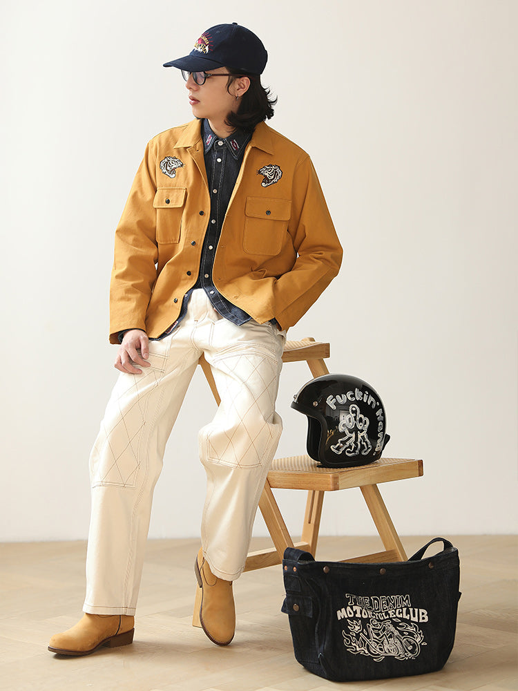Yokosuka tiger head embroidery souvenir shirt jacket