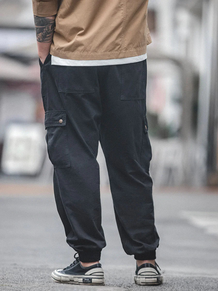 American casual cargo jogger pants with 6 pockets