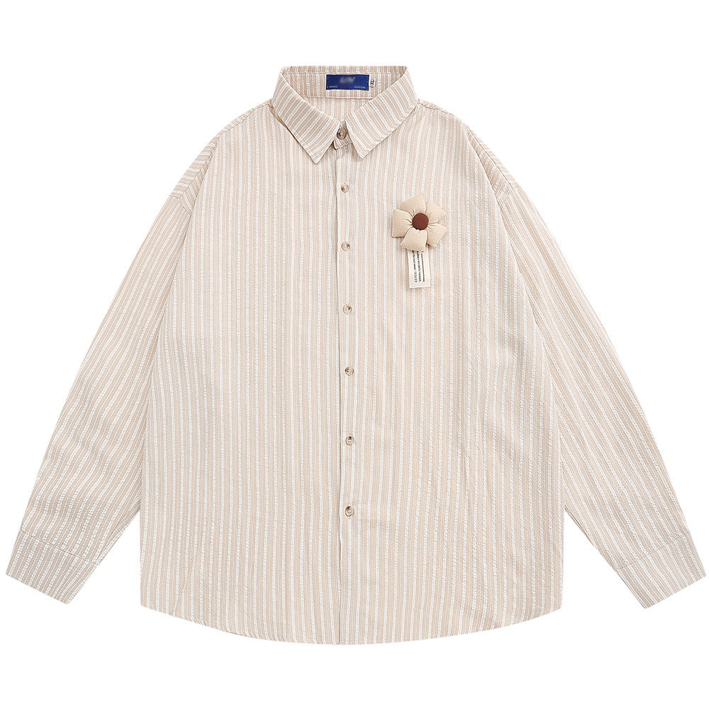 Fashion Floral Striped Long Sleeve Shirt