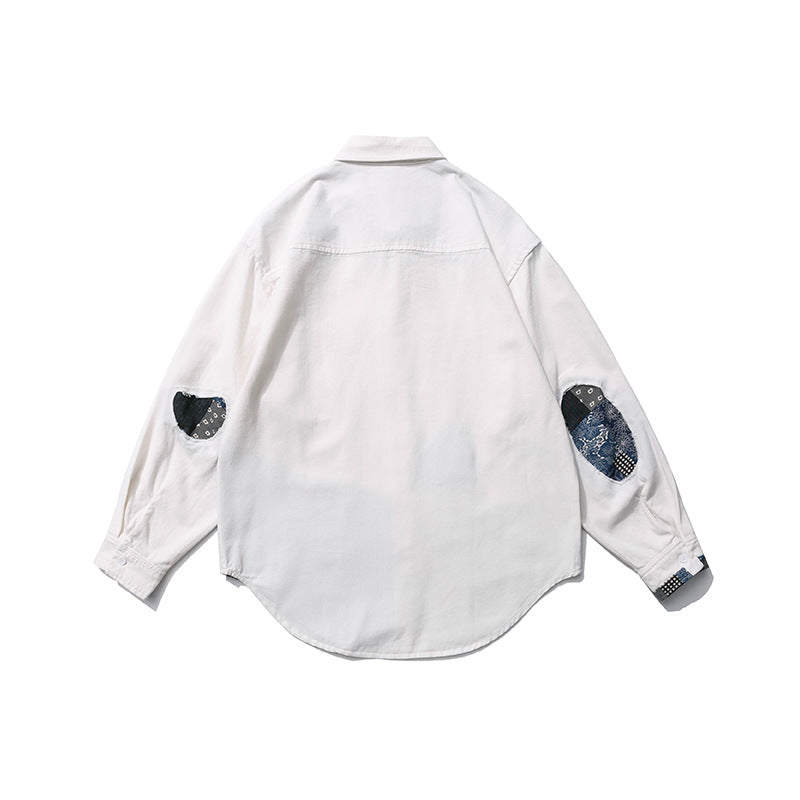 Ethnic-style white long-sleeved shirt