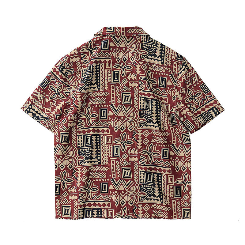 Ethnic-style all-over print Cuban shirt