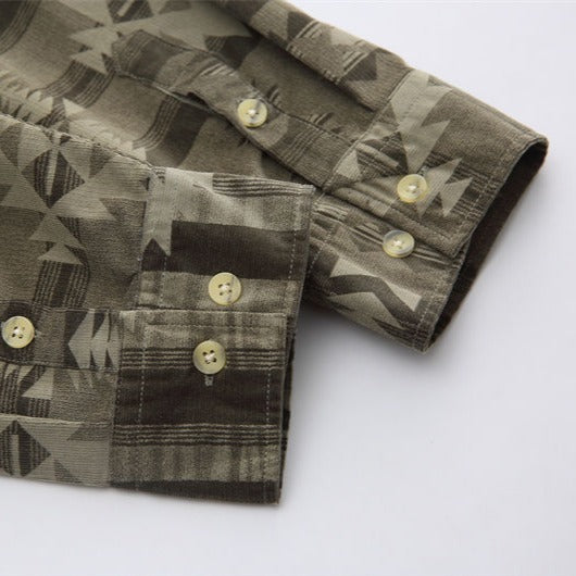 Distressed vintage Navajo ethnic print shirt