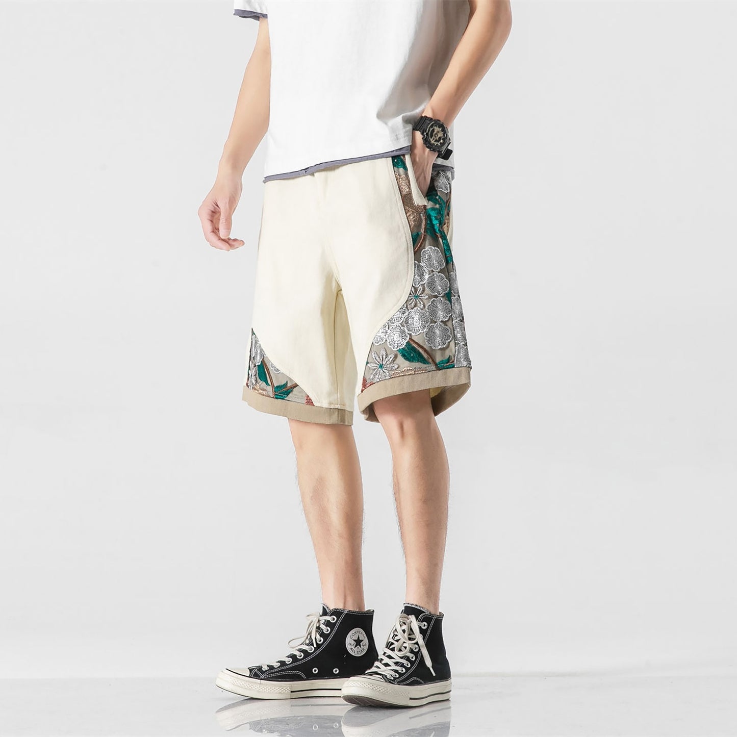 Ethnic Embroidered Retro Shorts