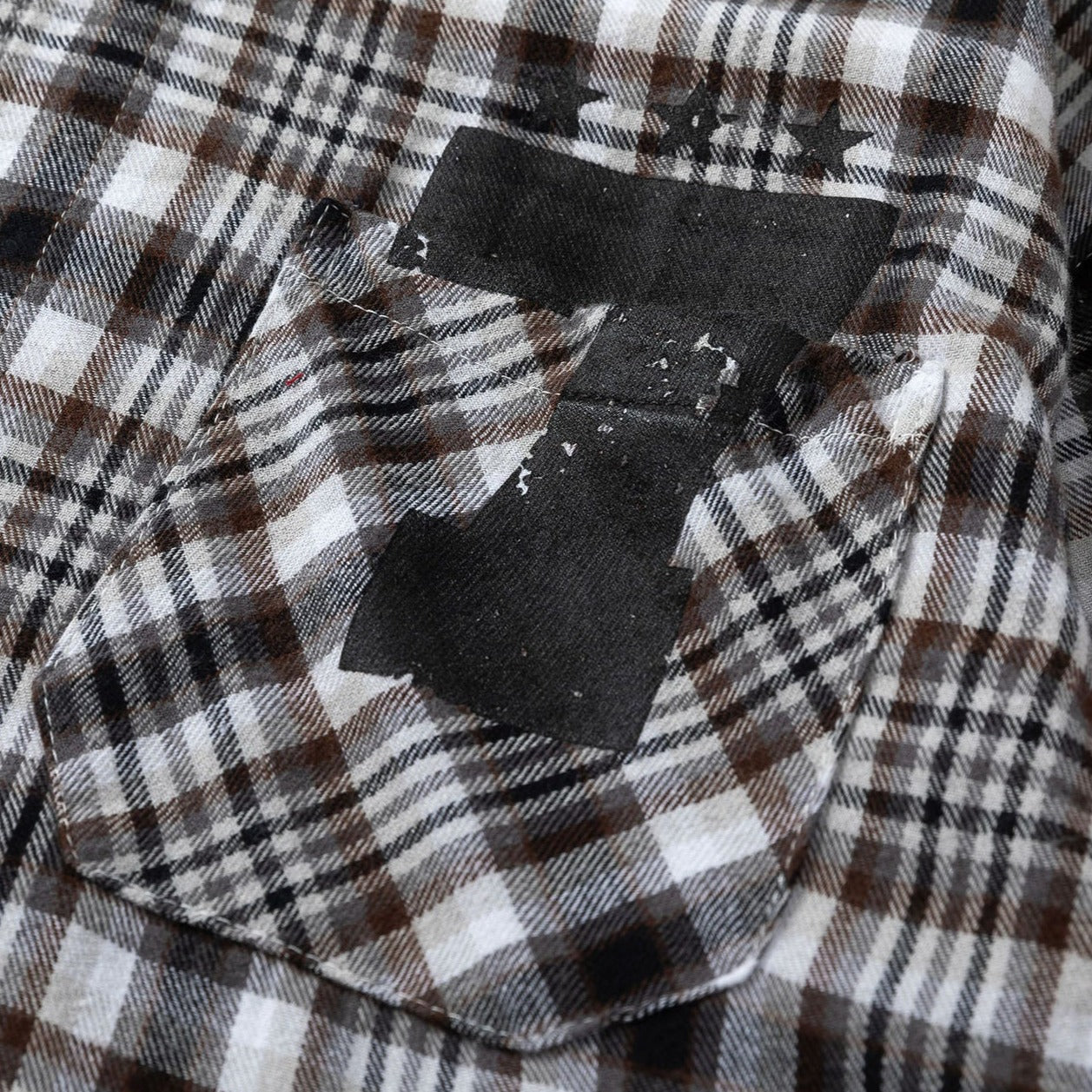 Classic check pattern alphabet and number long-sleeved shirt
