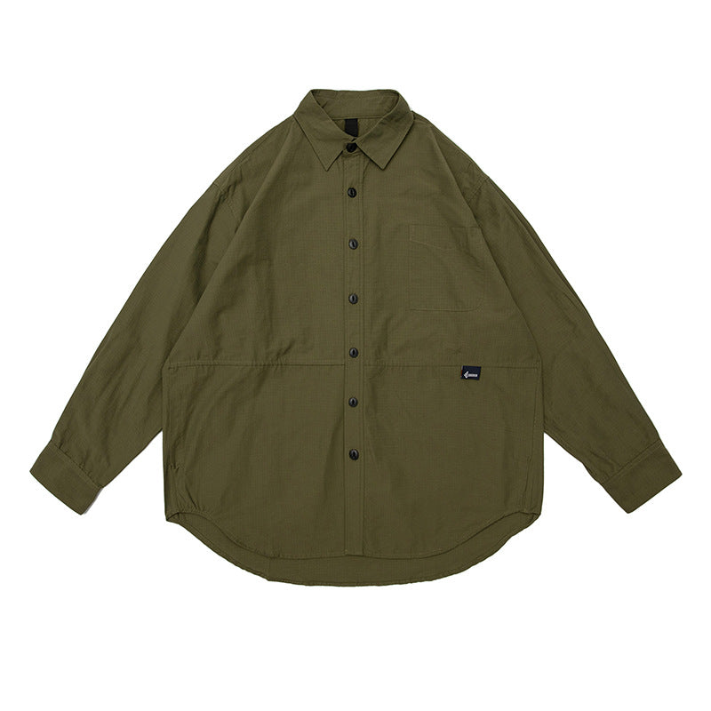 Classic irregular plain long sleeve shirt