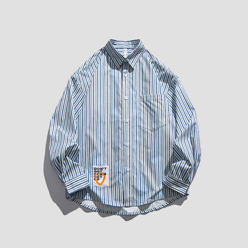Retro striped long-sleeved shirt in three colors