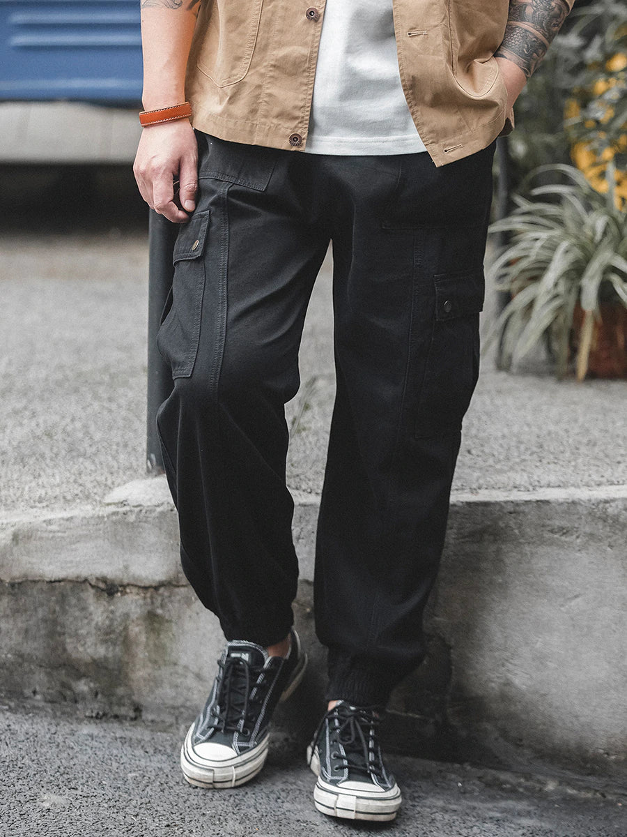 American casual cargo jogger pants with 6 pockets