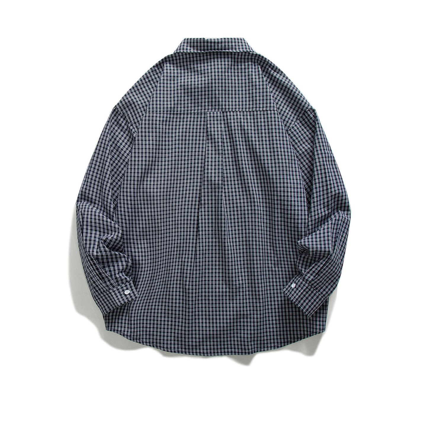 Classic navy check long-sleeved shirt