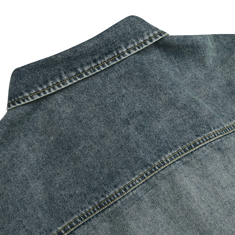 LARGE POCKET WASHED DENIM JACKET