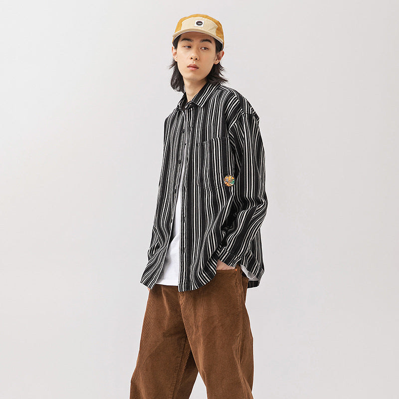 Classic striped long-sleeved shirt
