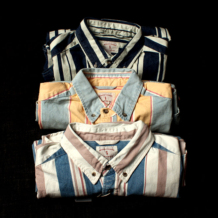 Colorful striped cotton denim shirt