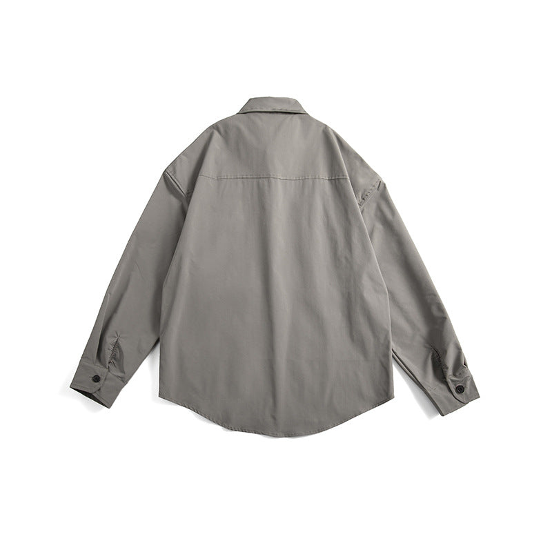 Plain long-sleeved shirt with mesh pocket