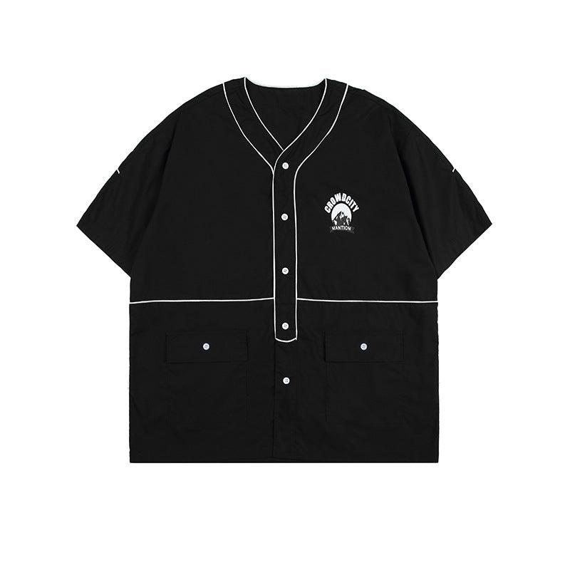 Fashionable retro color combination short sleeve T-shirt